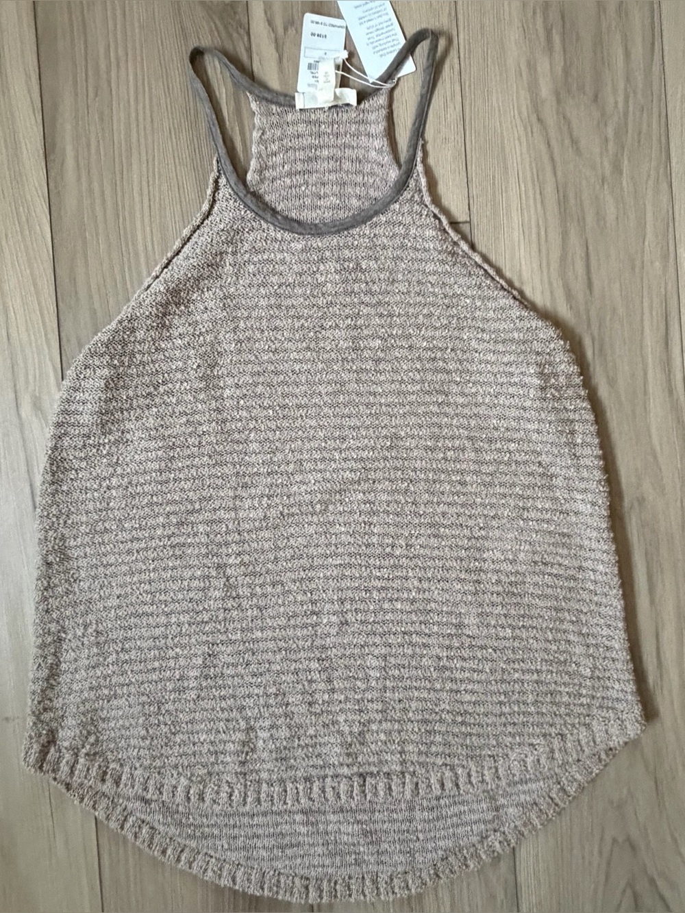 NWT Eileen Fisher Knit Swing Tank Top Organic S Light Taupe Textured $198